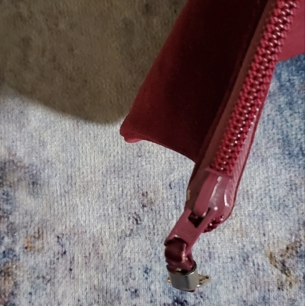Loewe Burgundy Leather Suede Anagram Pouch